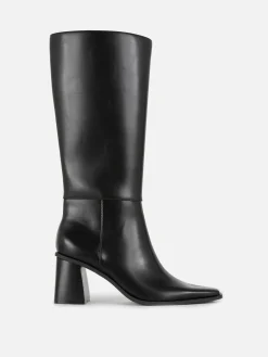 Botas Salto Cano Alto Imitação Pele