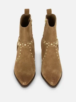 Botins Imitação Camurça Tachas Rita Ora