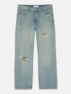 Calças Ganga Corte Perna Direita Rasgões