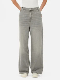 Calças Ganga Corte Perna Larga Desgastadas