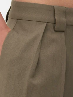 Calças Plissadas Corte Perna Larga Rita Ora