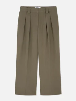 Calças Plissadas Corte Perna Larga Rita Ora