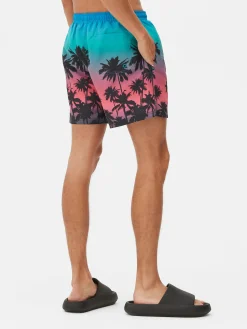 Calções Banho Padrão Palmeiras Tingidos