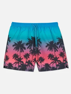 Calções Banho Padrão Palmeiras Tingidos