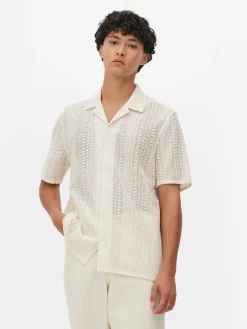 Camisa Manga Curta Botões Croché