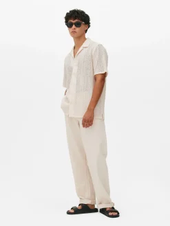 Camisa Manga Curta Botões Croché