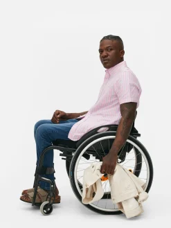 Camisa Oxford Manga Curta Riscas