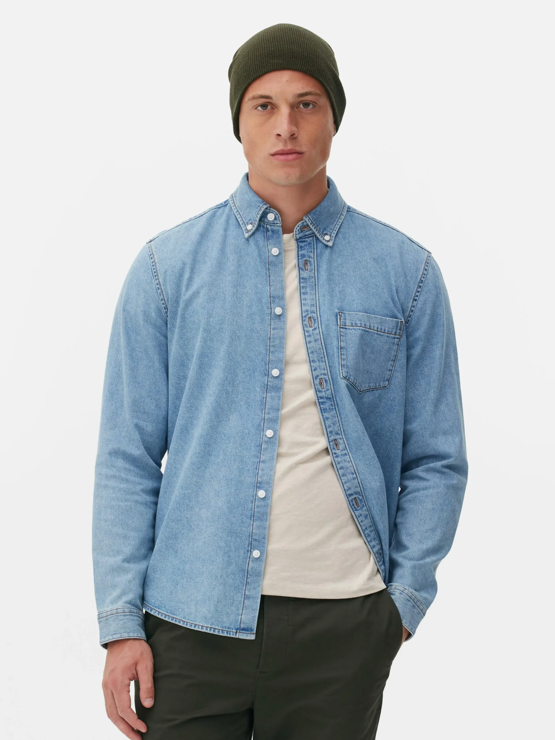 Camisa Sarja Algodão Manga Comprida