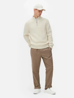 Camisola 1/2 Fecho Correr Malha Canelada