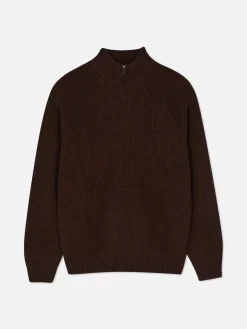 Camisola 1/2 Fecho Correr Malha Canelada