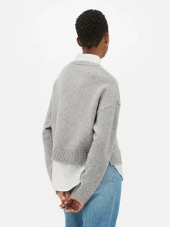 Camisola Colarinho Dois Em Um