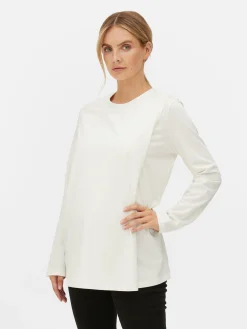 Camisola Manga Comprida Frente Cruzada Maternidade