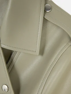 Casaco Estilo Motard Imitação Pele Básico