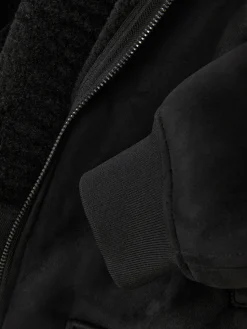 Casaco Imitação Camurça Colarinho Pelo Sintético