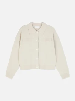 Casaco Malha Botões Colarinho