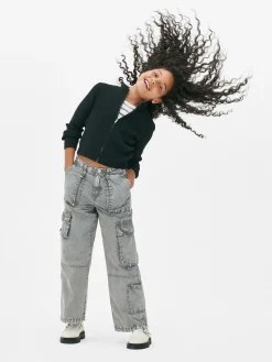 Casaco Malha Canelado Fecho Correr