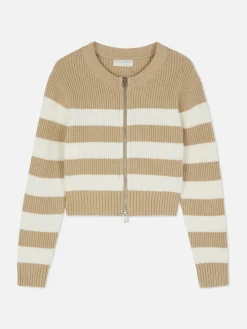 Casaco Malha Fecho Dois Sentidos Riscas