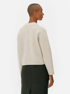 Casaco Malha Folgado Botões Frente