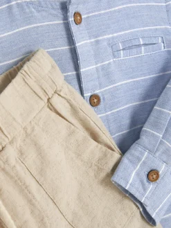 Conj. Camisa Manga Comprida Botão/calças Cordão