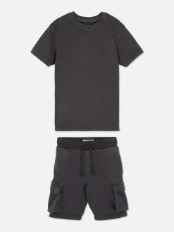 Conj. Coordenado T-shirt/calções Cargo Para Criança