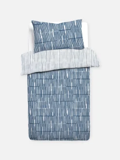 Conjunto Capa Edredão Solteiro Reversível Riscas