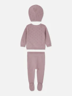 Conjunto Casaco Malha/leggings/boné