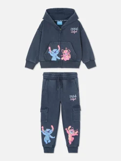Conjunto Coordenado Casaco Capuz E Calças Treino Disney Stitch