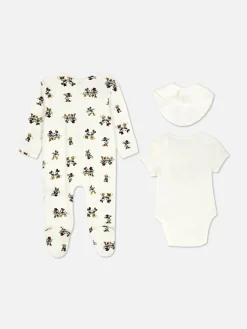Conjunto Pijama, Body E Babete Disney Mickey Mouse E Minnie