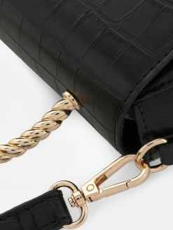 Mala Tiracolo Pega Metal Imitação Crocodilo