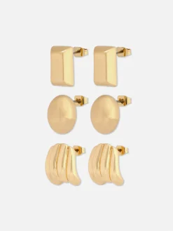 Pack 3 Pares Brincos Pequenos Esculturais