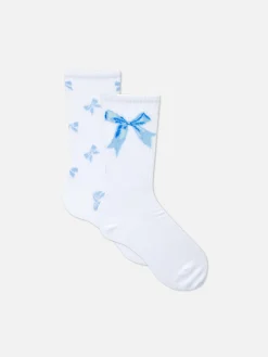 Pack 2 Pares Meias Cano Médio Laços Encantadores
