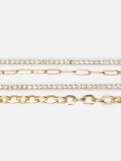 Pack 4 Pulseiras Corrente Brilhantes