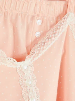 Pijama Top Alças/calções Rebordo Renda