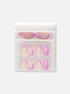 PS... Unhas Postiças Com Redemoinho Brilhante Pontiagudas