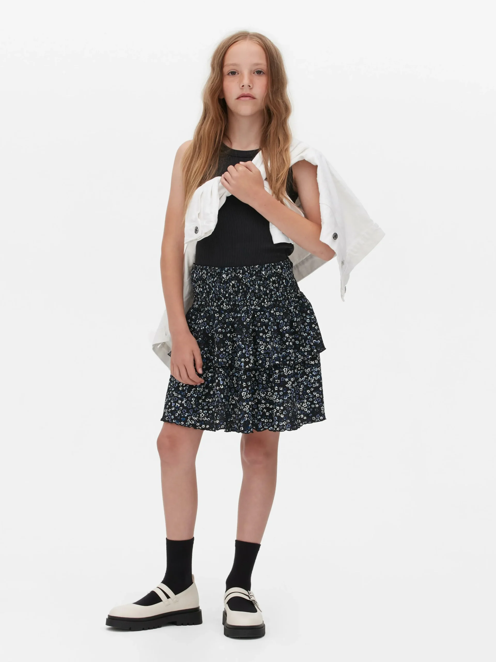 Saia Camadas Padrão Floral