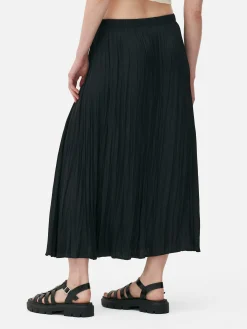 Saia Midi Plissada Cetim