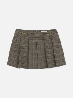 Saia-calção Mini Xadrez Detalhe Fivela Rita Ora
