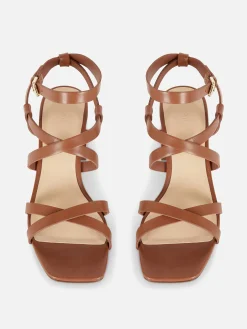 Sandálias Tacão Tiras Cruzadas