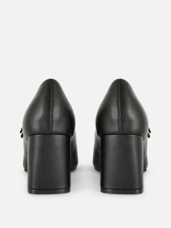 Sapatos Salto Mary Jane Imitação Pele