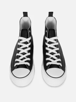 Ténis Cano Alto Plataforma Imitação Pele