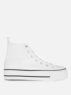 Ténis Cano Alto Plataforma Imitação Pele