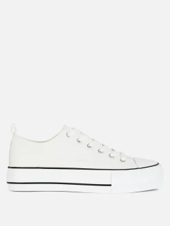 Ténis Plataforma Cano Baixo Imitação Pele