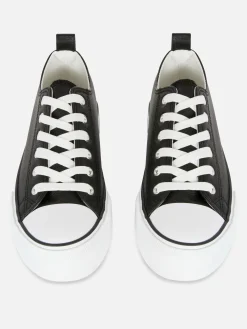 Ténis Plataforma Cano Baixo Imitação Pele