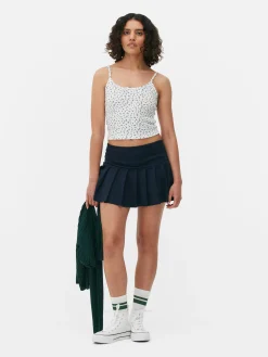 Top Alças Canelado Padrão Floral Miudinho