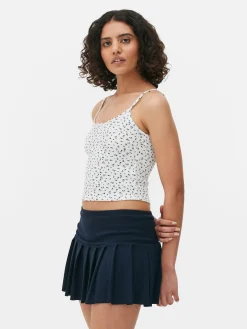 Top Alças Canelado Padrão Floral Miudinho