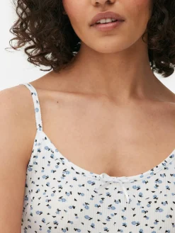 Top Alças Canelado Padrão Floral Miudinho