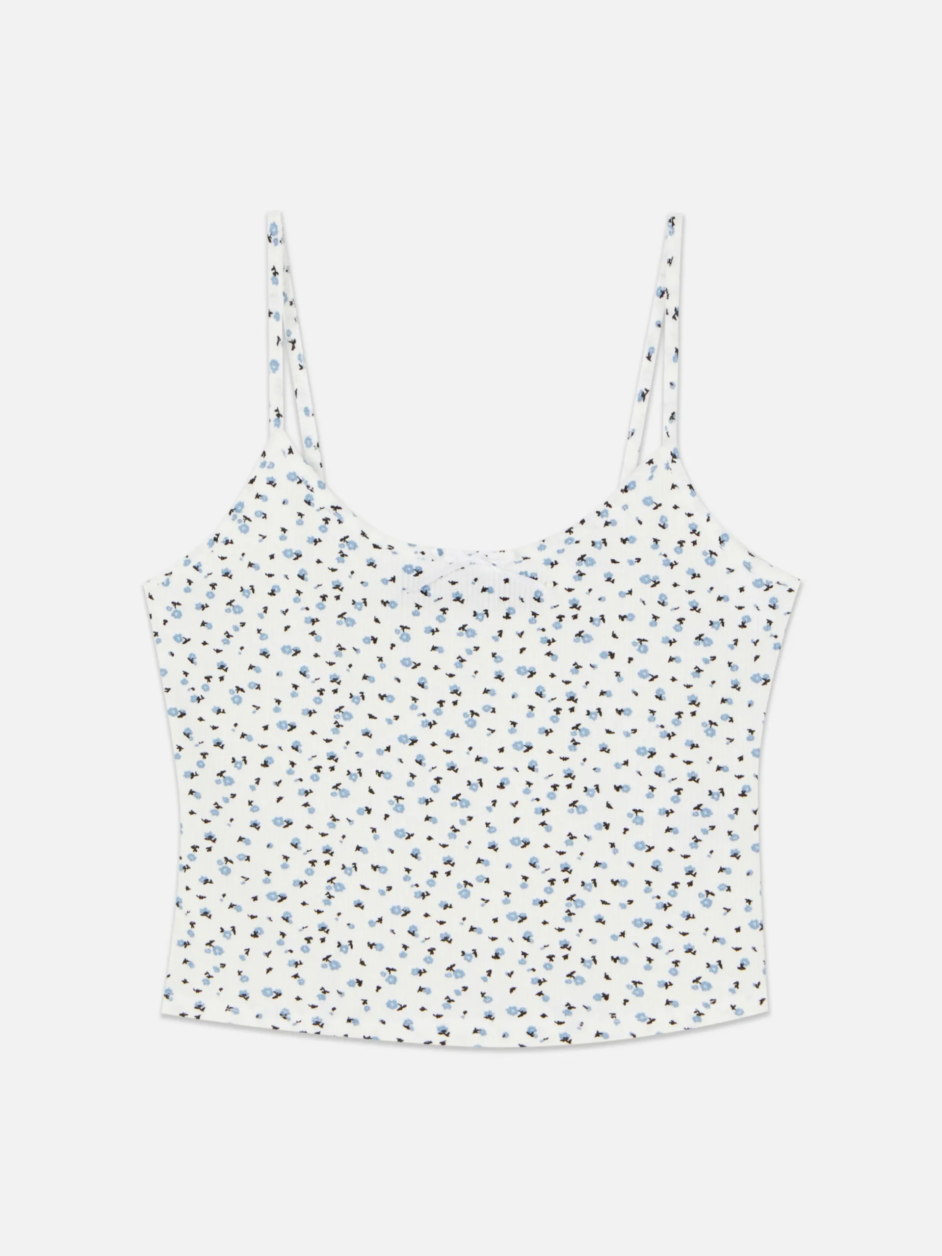 Top Alças Canelado Padrão Floral Miudinho