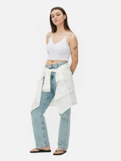 Top Alças Curto Rebordo Renda S/ Costuras