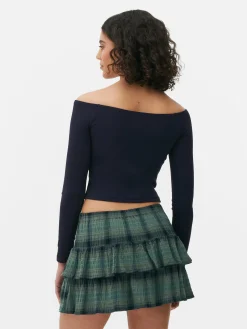 Top Curto Bardot Manga Comprida