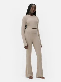 Top Curto Desporto Manga Comprida Suave Rita Ora